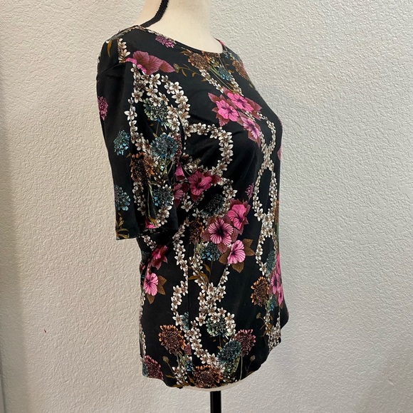 💐Sandro Paris Floral Short Sleeve Open Back Top - Picture 2 of 8
